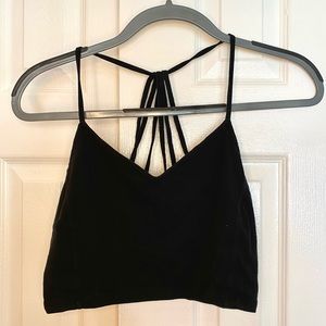 Black Paneled Cotton Bandeau with Cross-Back